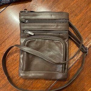 Brown Pleather Crossbody Bag